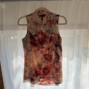 Floral Sleeveless Top - Pink and Cream